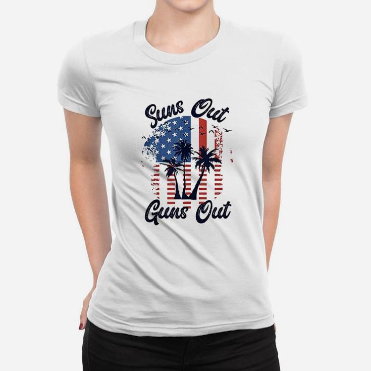 Suns Out Gns Out  Men Women 4Th Of July Usa Flag Women T-shirt