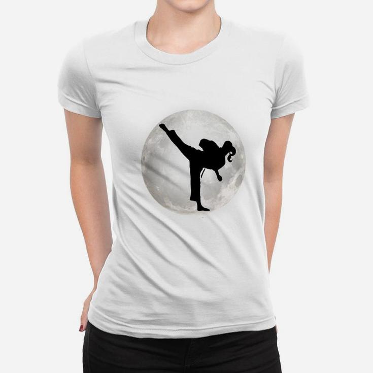 Taekwondo Girl In The Moon T-Shirt For Girls The Kick Sweatshirt Women T-shirt