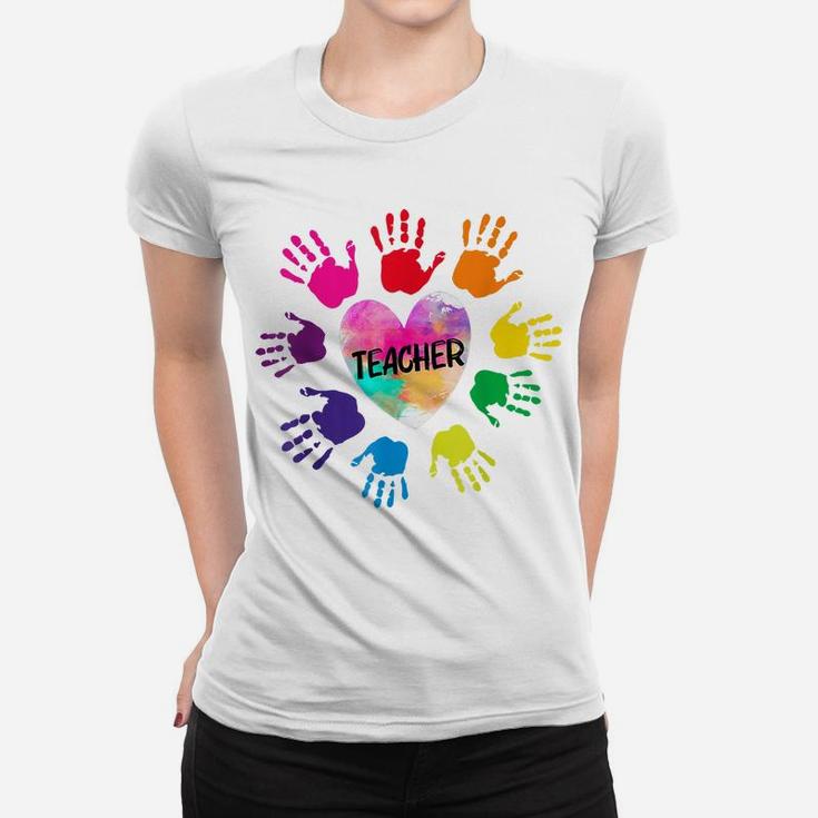 Teacher Hand-Print Flower Women T-shirt