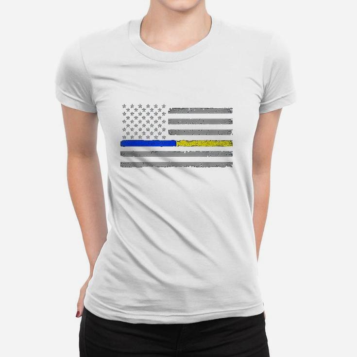 Thin Blue Gold Line 911 Police Women T-shirt