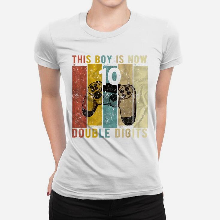 This Boy Is Now Double Digits 10 Year Old Boy 10Th Birthday Women T-shirt