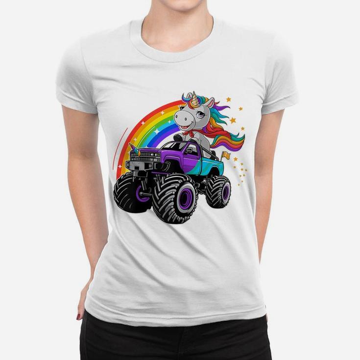 Unicorn Monster Truck Girl Kids Birthday Party Women T-shirt