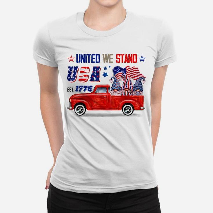 United We Stand Usa Patriotic Gnome American Flag Women T-shirt