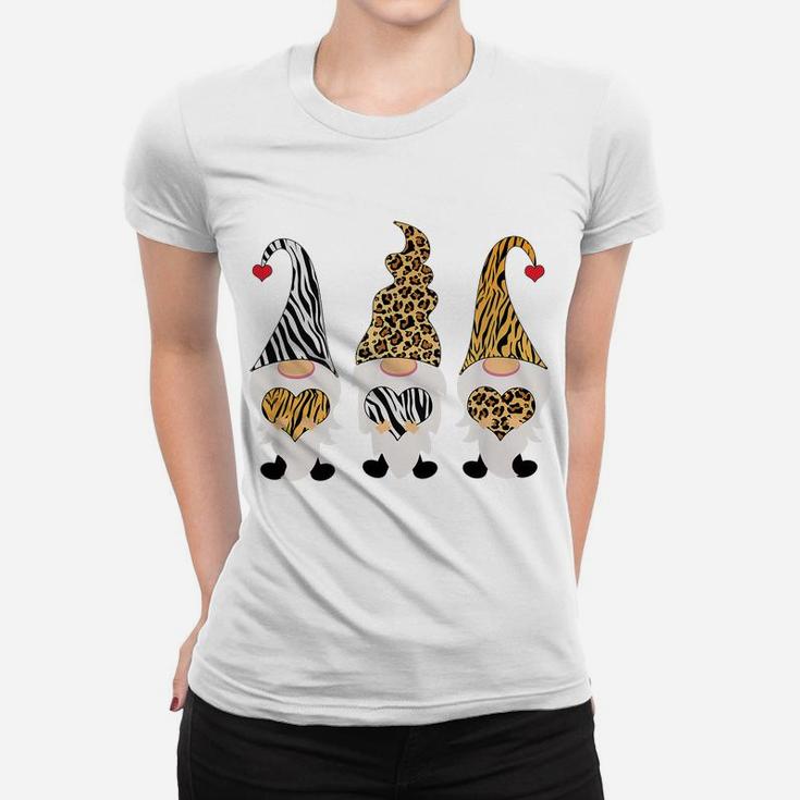 Valentines Day Gnomes Leopard Cheetah Zebra Print Women T-shirt