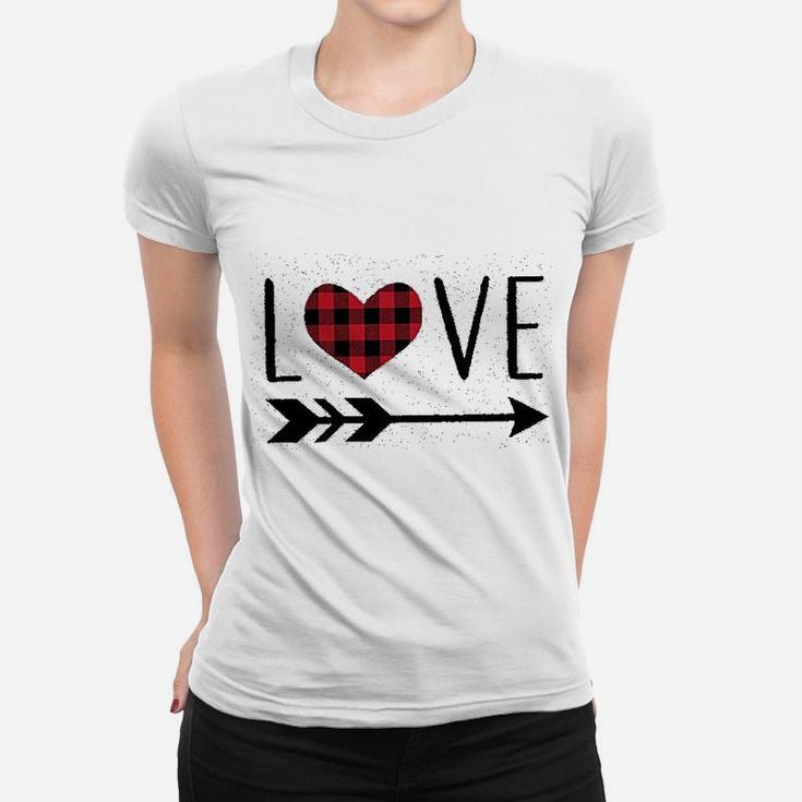 Valentines Day Graphics Cute Buffalo Plaid Women T-shirt