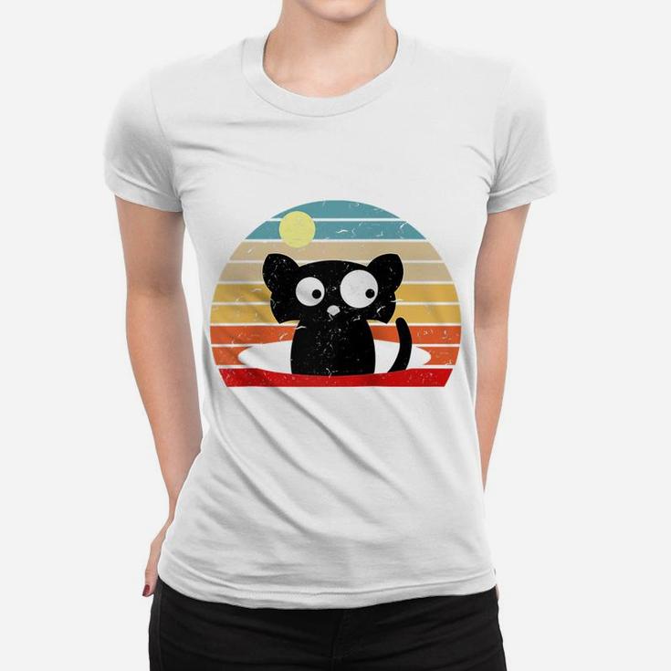 Vintage Black Cat Lover Retro Style Cats Raglan Baseball Tee Women T-shirt