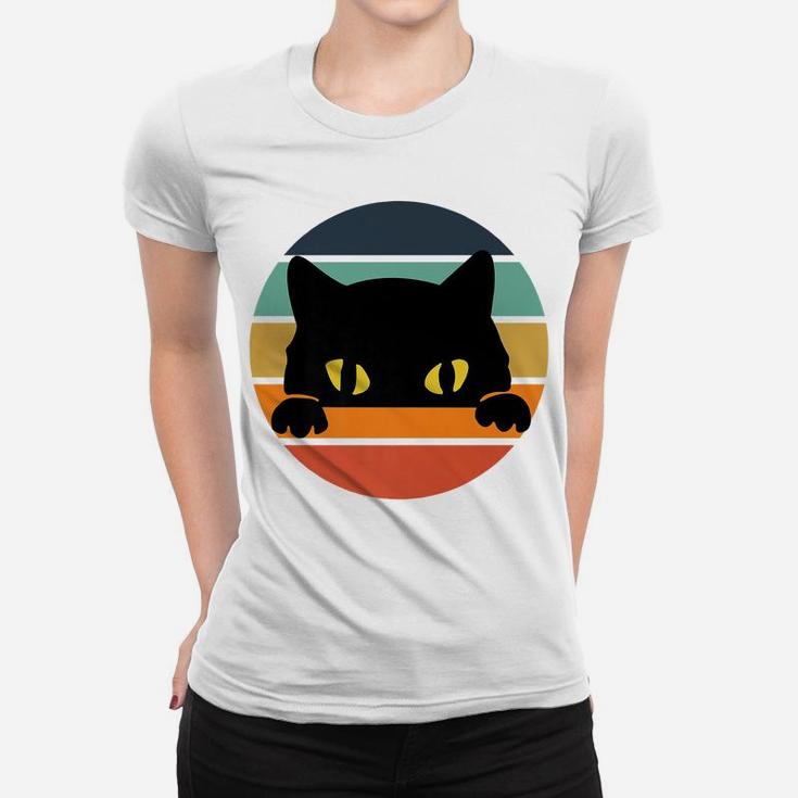 Vintage Black Cats Lover, Retro Style Cats Gift Women T-shirt