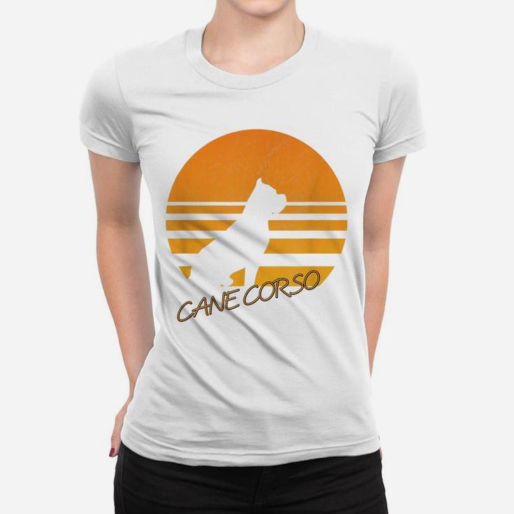 Vintage Retro Cane Corso Silhouette Sun Dog Lover T-Shirt Women T-shirt