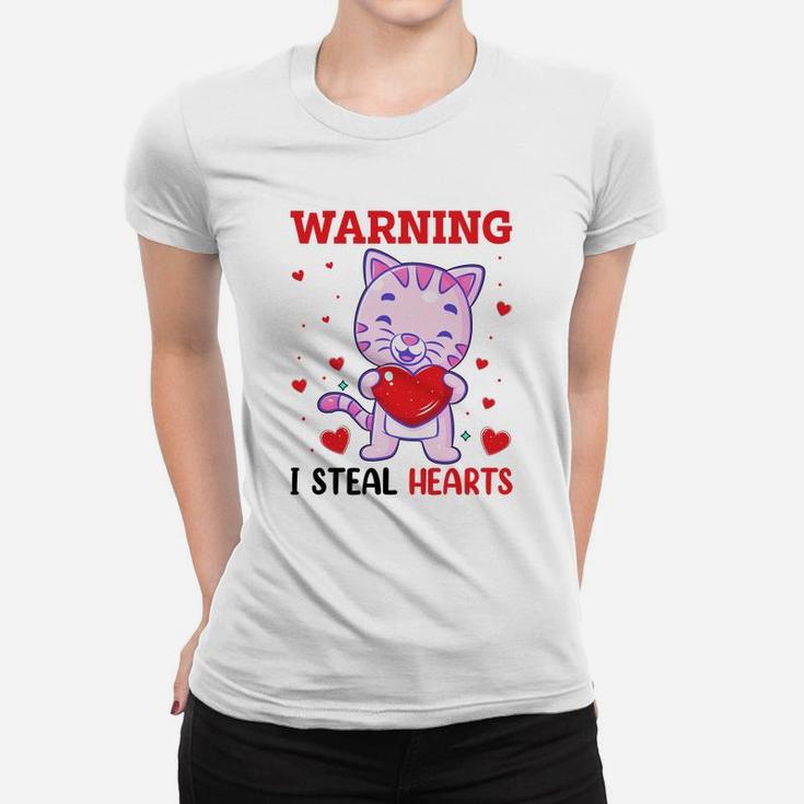Warning I Steal Valentine Day Valentine Day Gift Happy Valentines Day Women T-shirt
