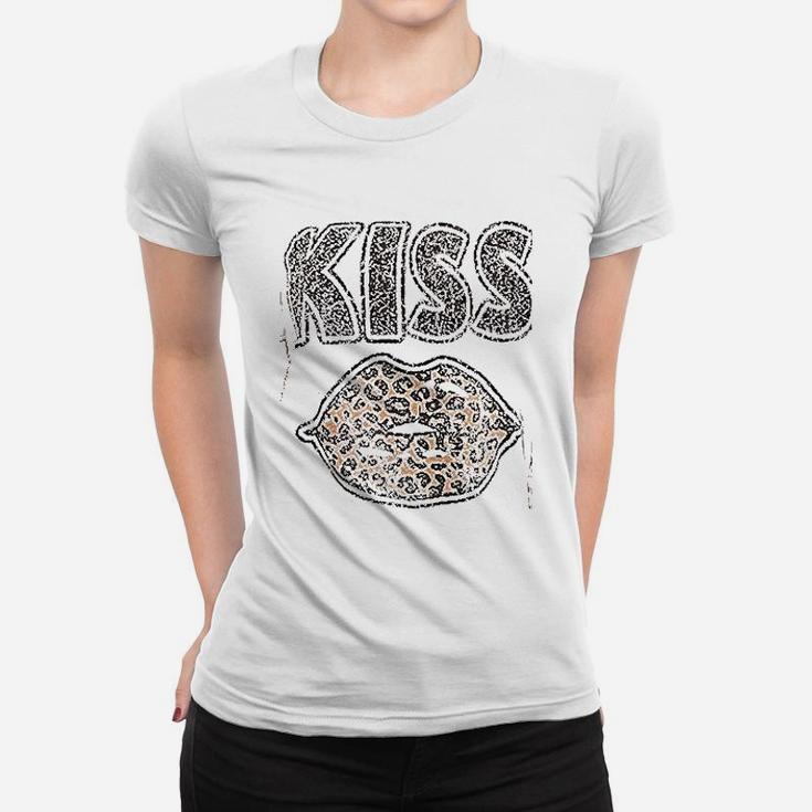 Women Leopard  Kiss Lips Women T-shirt