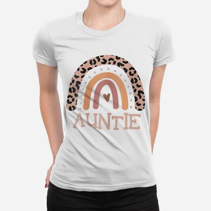Womens Auntie Life Leopard Rainbow Cheetah Print Auntie Graphic Women T-shirt