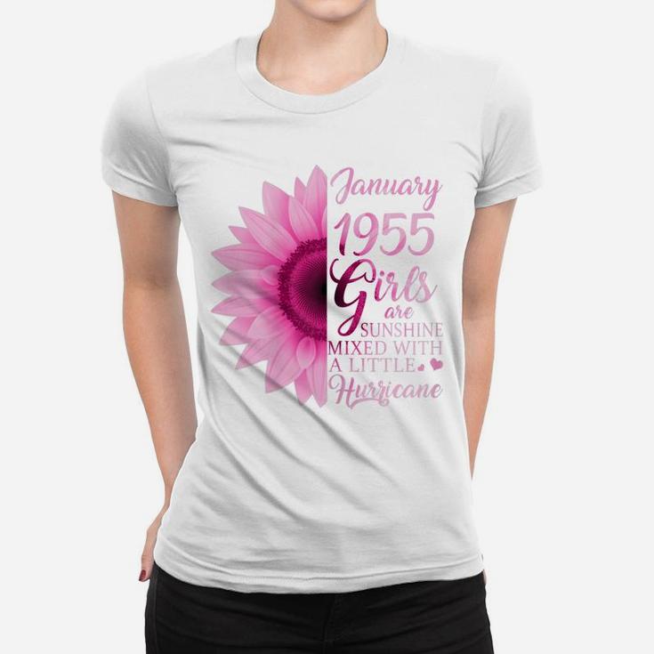 Womens January Girls 1955 Birthday Gift 66 Years Old Made In 1955 Women T-shirt