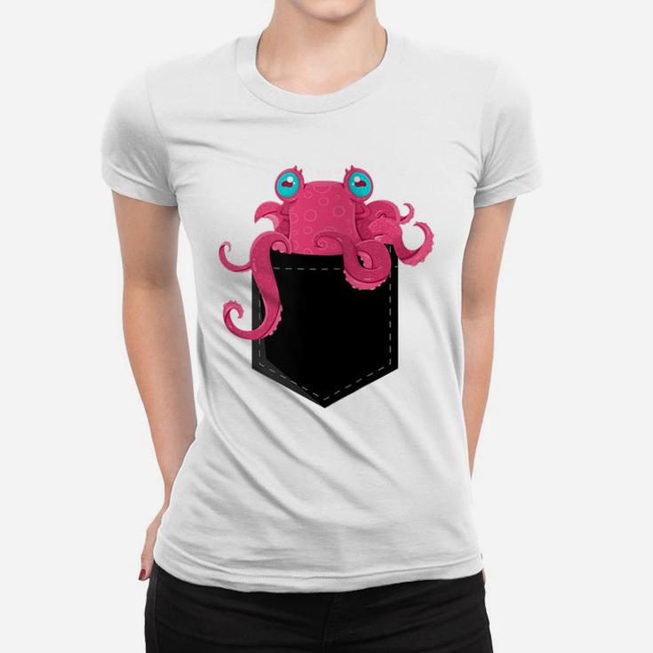 Womens Little Cthulhu Kraken Octopus In A Pocket Women T-shirt
