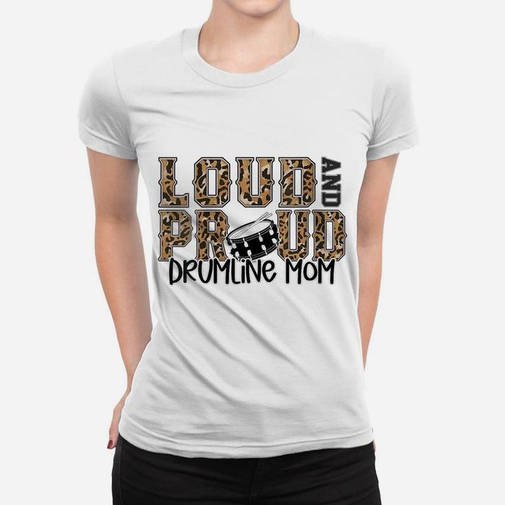 Womens Loud And Proud Drumline Mom Leopard Print Cheetah Pattern Women T-shirt