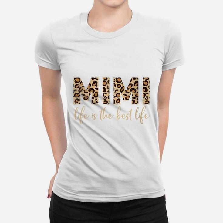 Womens Mimi Life Shirt For Grandma Mothers Day Gift Leopard Funny Women T-shirt