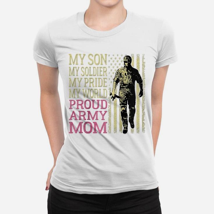 Womens My Son My Soldier Hero - Proud Army Mom Military Mother Gift Raglan Baseball Tee Women T-shirt