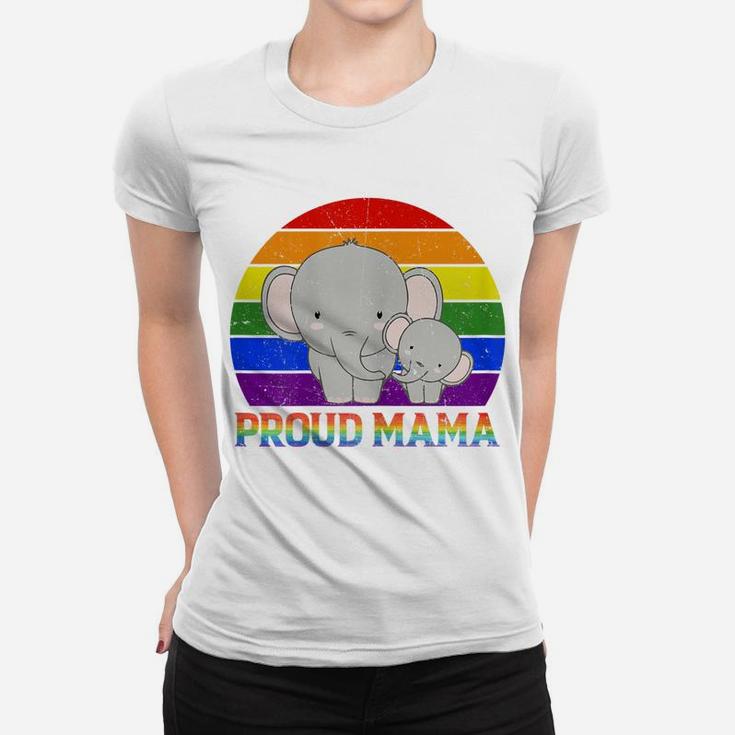 Womens Proud Mama Elephant Proud Mom Lgbt Gay Pride Tshirt Gifts Women T-shirt