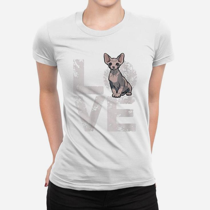 Womens Sphynx Cat Hairless Cat Lovers Owner Valentines Day Gift Women T-shirt