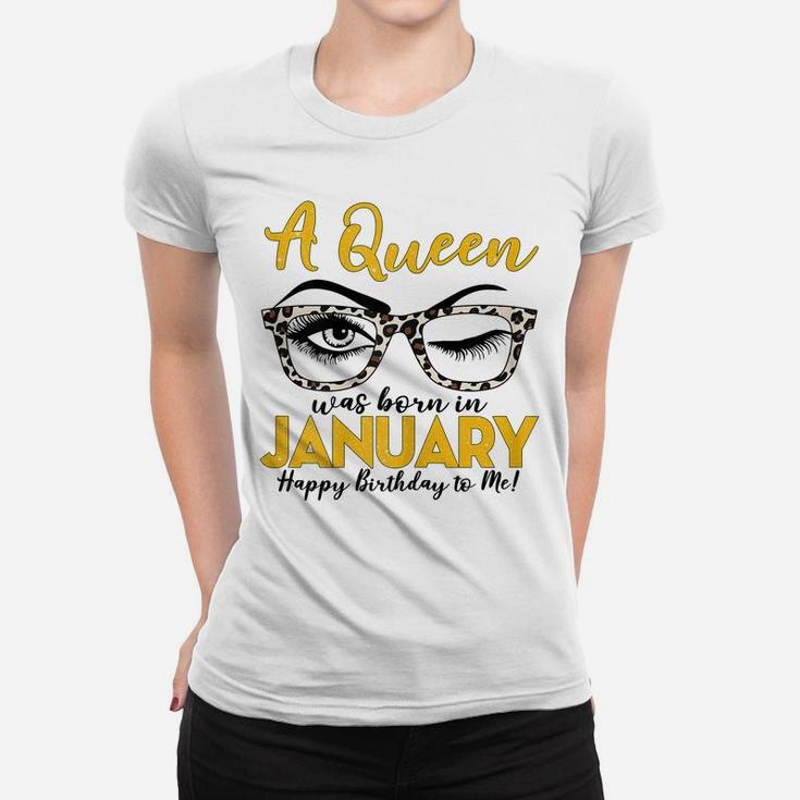 Womens Th Leopard Wink Eyes January Birthday Costume Women Gift Women T-shirt