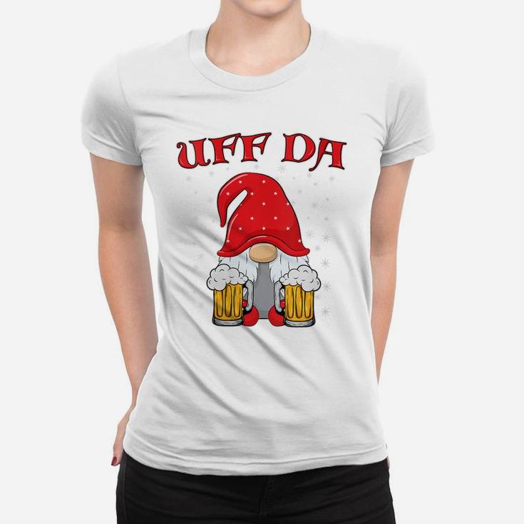 Womens Uff Da Scandinavian Norwegian Drunken Gnome Beer Women T-shirt