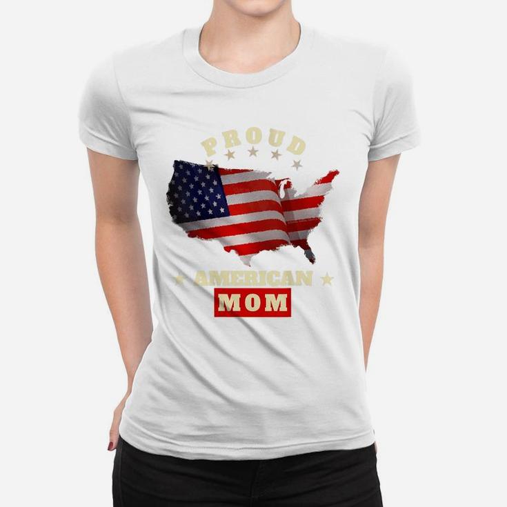 Womens Usa Flag Patriotic Proud American Mom - Matching Family Women T-shirt