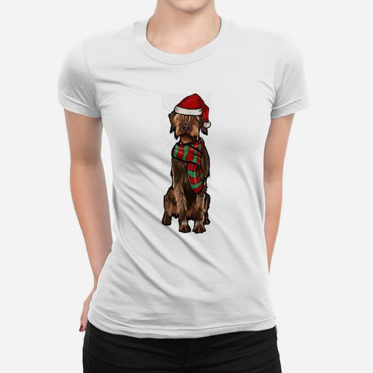 Xmas Wirehaired Pointing Griffon Santa Claus Ugly Christmas Sweatshirt Women T-shirt