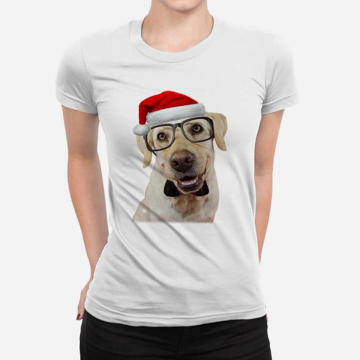 Yellow Lab Shirt Glasses Tie Santa Hat Funny Christmas Gift Sweatshirt Women T-shirt