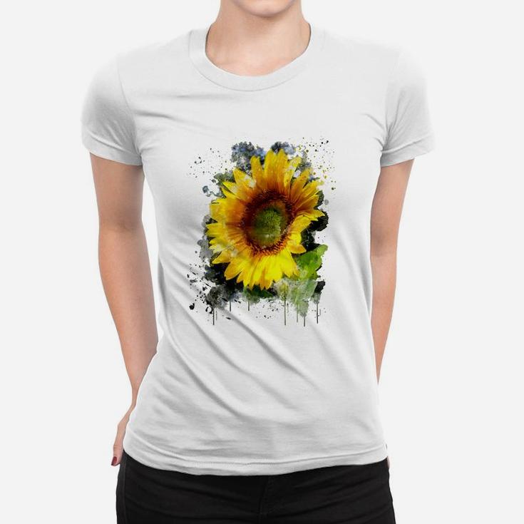 Yellow Watercolor Sunflower Summer Flower Women T-shirt