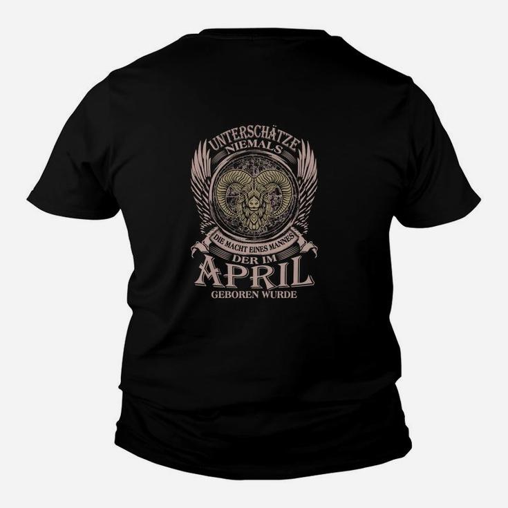 Adler Motiv Herren Kinder Tshirt, April Geburtstag Spruch, Schwarzes Tee