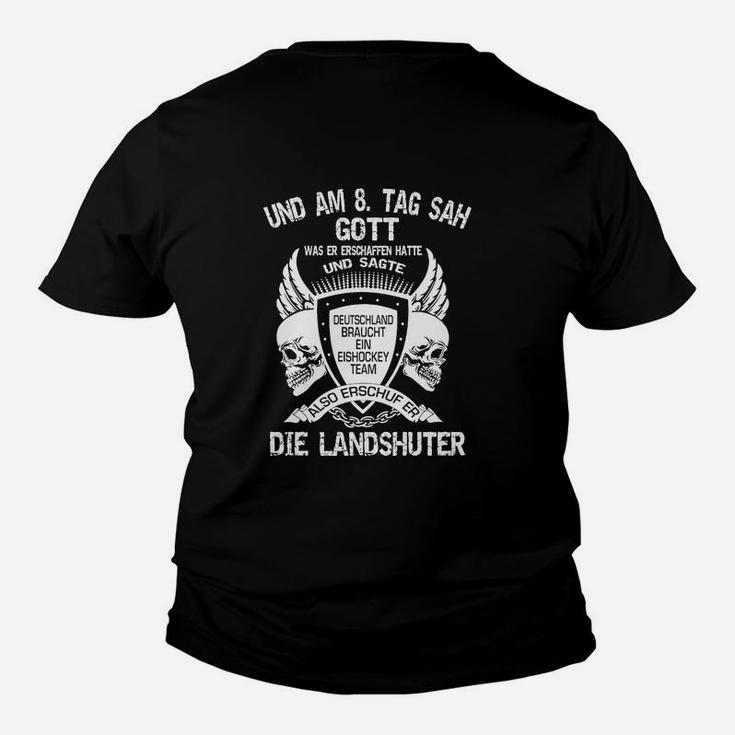 Landshuter Spruch & Totenkopf Schwarzes Herren Kinder Tshirt