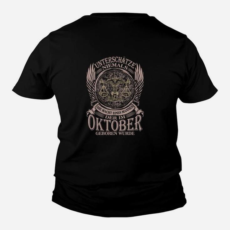 Schwarzes Herren-Kinder Tshirt Oktober-Geburtstag Adler-Motiv