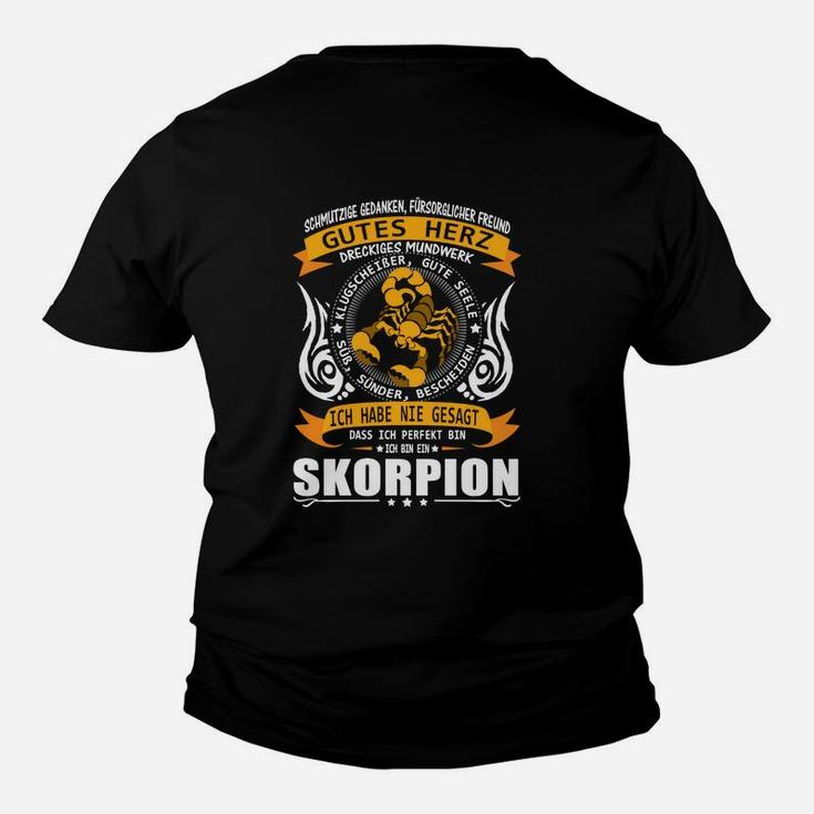 Schwarzes Kinder Tshirt mit Skorpion-Motiv Gutes Herz, Schlechter Charakter