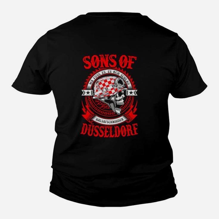 Sons of Düsseldorf Biker-Motiv Kinder Tshirt in Schwarz, Motorrad Design