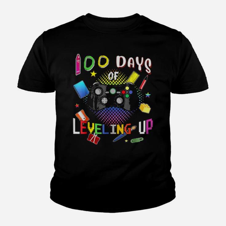 100 Days Of School Leveling Up Video Gamer Youth T-shirt