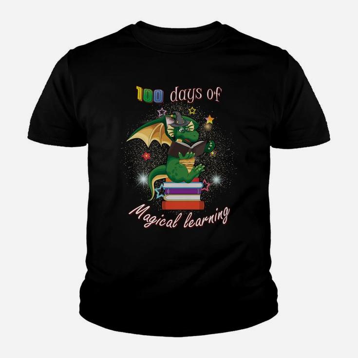 100 Days Of School Magical Learning Book Dragon Teacher Gift Youth T-shirt