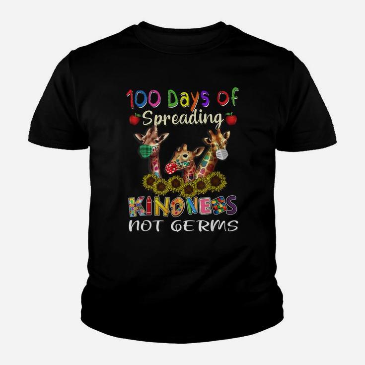 100Th Day Of School 100 Days Of Spreading Kindness Not Germs Youth T-shirt