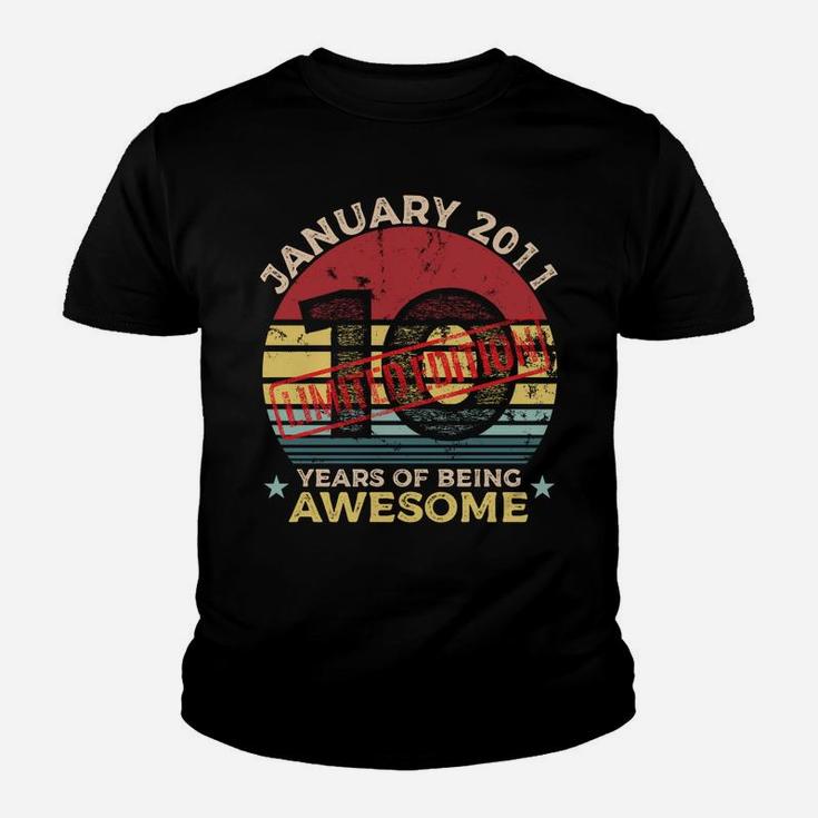 10Th January Birthday 10 Year Old Gift Vintage 2011 Youth T-shirt