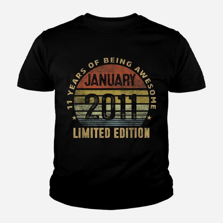 11Th Birthday Gift Men Vintage January 2011 11 Years Old Youth T-shirt