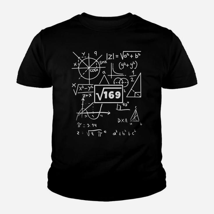 13Th Birthday Square Root Of 169 13 Years Old Math Youth T-shirt