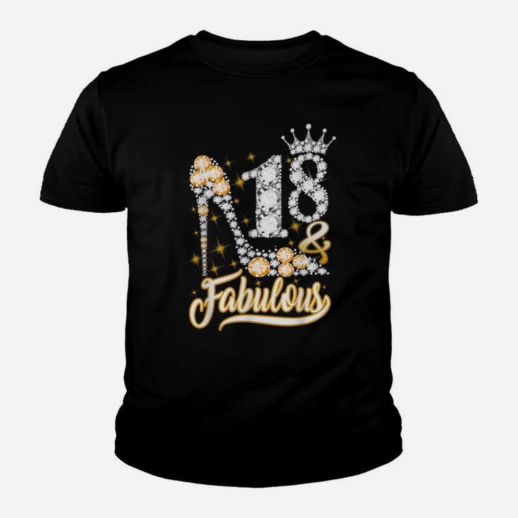 18 & Fabulous 18 Years Old 18Th Birthday Diamond Crown Shoes Youth T-shirt