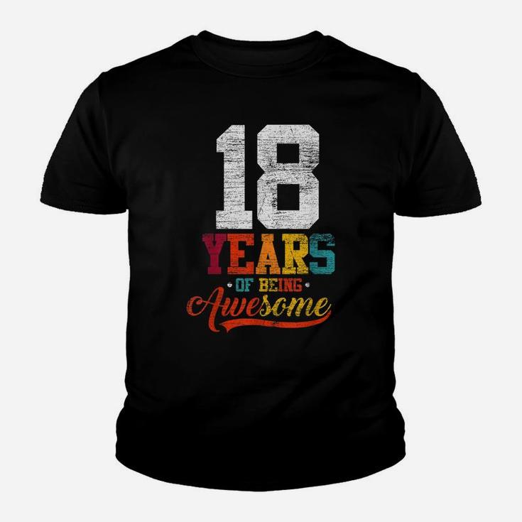 18 Years Of Being Awesome Gifts 18 Years Old 18Th Birthday Youth T-shirt