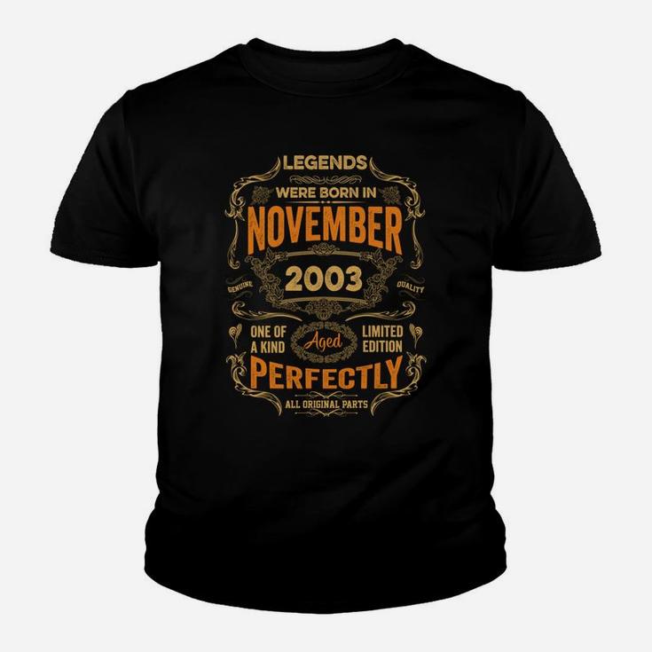 18Th Birthday Legends Were Born In November 2003 Youth T-shirt