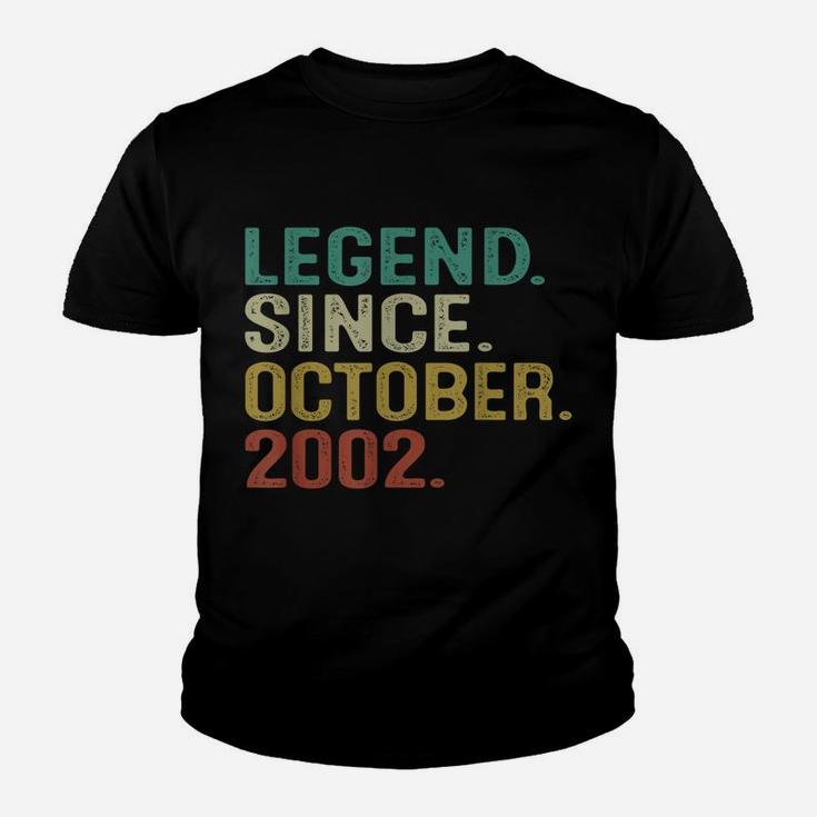 19 Years Old Vintage Legend Since October 2002 19Th Birthday Youth T-shirt
