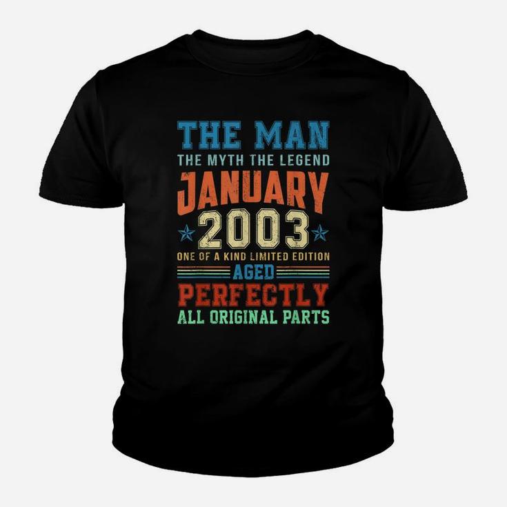 2003 Years Old Vintage January 2003 18Th Birthday Gift Youth T-shirt
