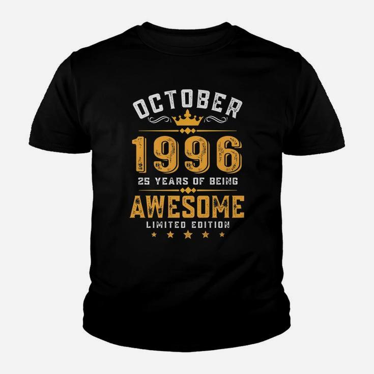 25Th Birthday Gift 25 Years Old Awesome Since October 1996 Youth T-shirt