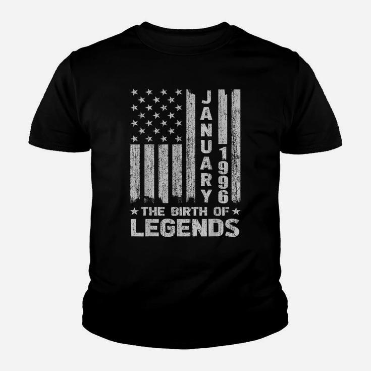 25Th Birthday Gift January 1996 The Birth Of Legends Youth T-shirt
