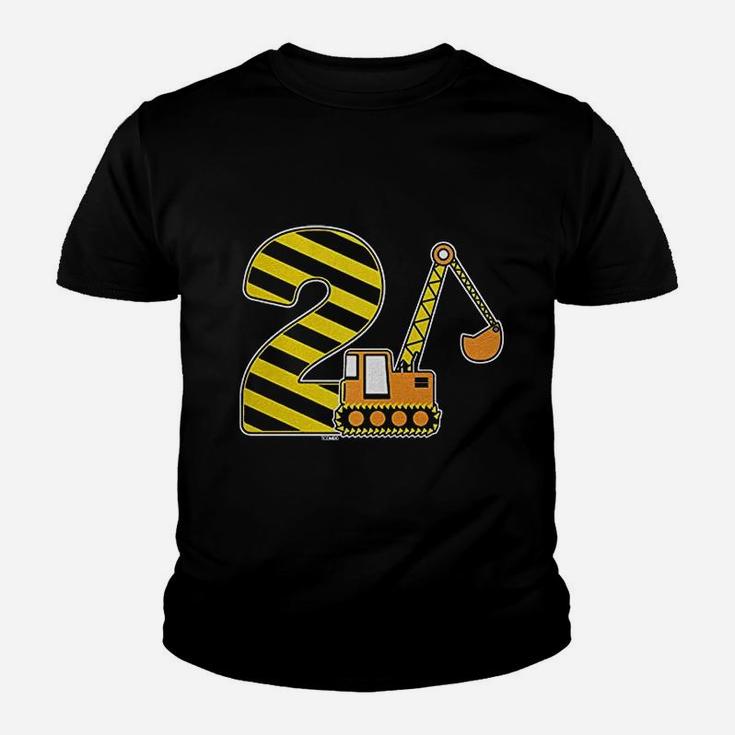 2Nd Birthday Digger Excavator Construction Vehicle Youth T-shirt