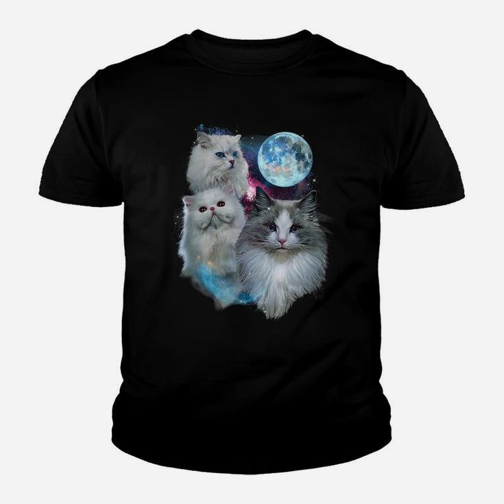 3 Moon Cat Feline Lovers Kitten Adorable Kitty Cat Novelty Youth T-shirt