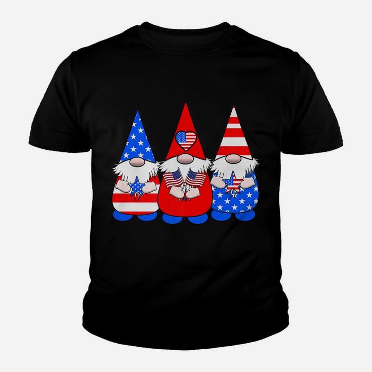 3 Patriotic Gnomes American Flag Red White Blue Usa Youth T-shirt