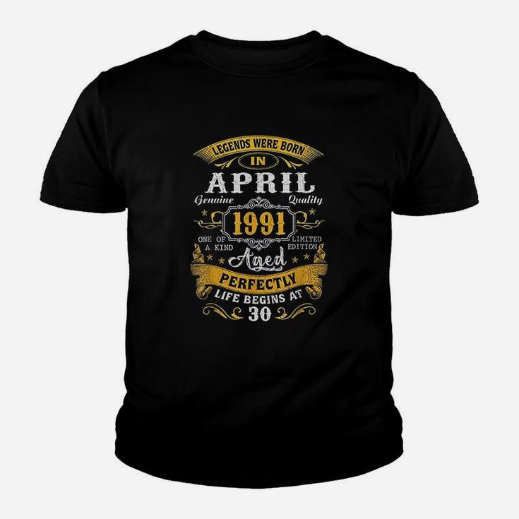 30Th Birthday Gift 30 Years Old Retro Vintage April 1991 Youth T-shirt